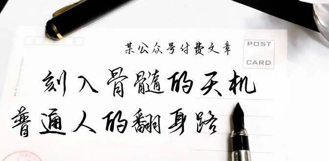 某公众号付费文章：刻入骨髓的天机，揭露“普通人的翻身路” 这件通天大事_金轩项目库