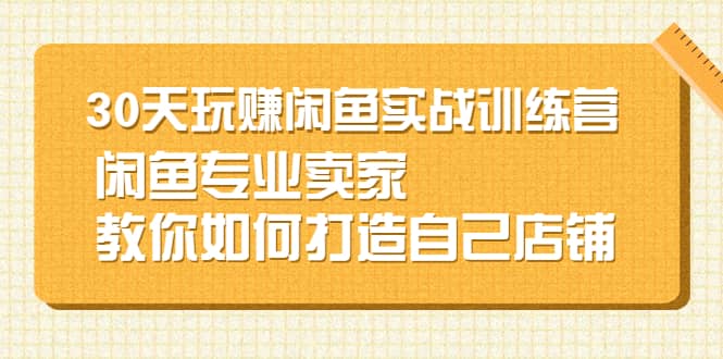 30天玩赚闲鱼实战训练营，闲鱼专业卖家教你如何打造自己店铺_金轩项目库