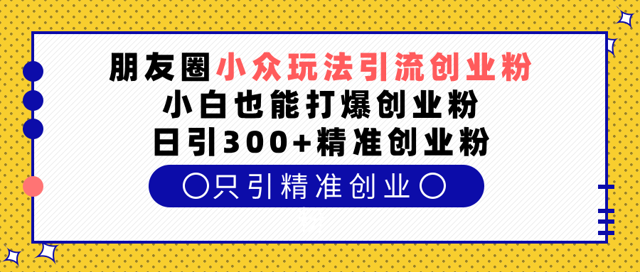 朋友圈小众玩法引流创业粉，小白也能打爆创业粉，日引300+精准创业粉_金轩项目库