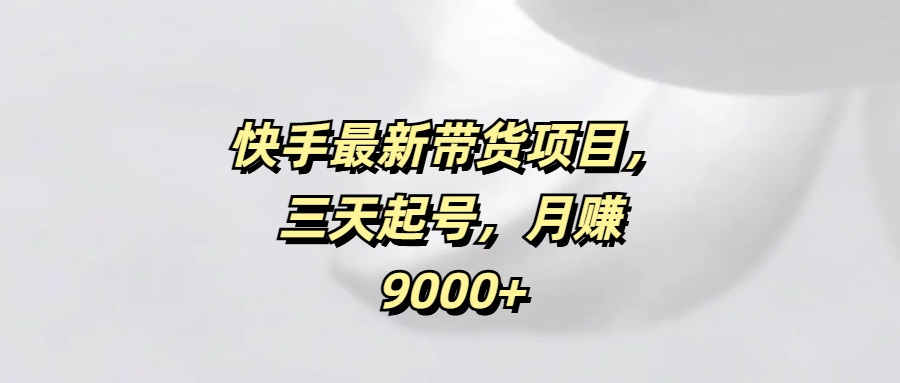 快手最新带货项目，三天起号，月赚9000+_金轩项目库