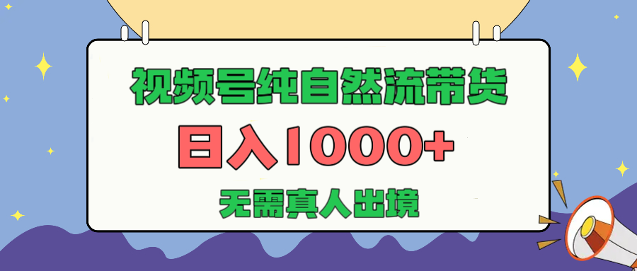 视频号纯自然流带货，日入1000+，无需真人出境，新手小白也可操作_金轩项目库