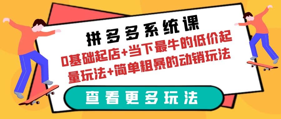 拼多多系统课：0基础起店+当下最牛的低价起量玩法+简单粗暴的动销玩法_金轩项目库