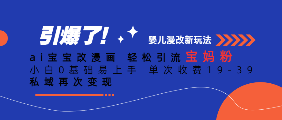 Ai宝宝改漫画 轻松引流宝妈粉 小白0基础易上手 单次收费19-39_金轩项目库