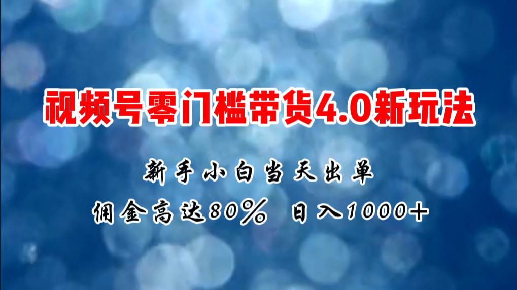 微信视频号零门槛带货4.0新玩法，新手小白当天见收益，日入1000+_金轩项目库