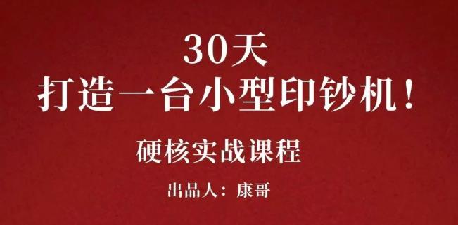 康哥30天打造一台小型印钞机：躺赚30万的项目完整复盘（视频教程）_金轩项目库