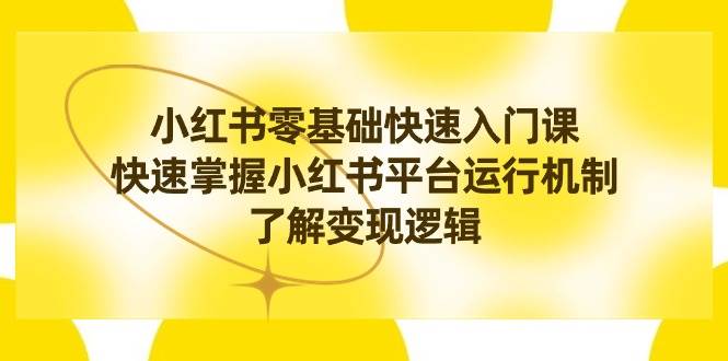 小红书0基础快速入门课，快速掌握小红书平台运行机制，了解变现逻辑_金轩项目库