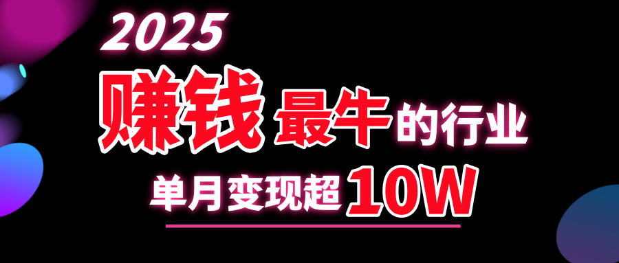 2025赚钱最牛的行业，单月变现超10w_金轩项目库