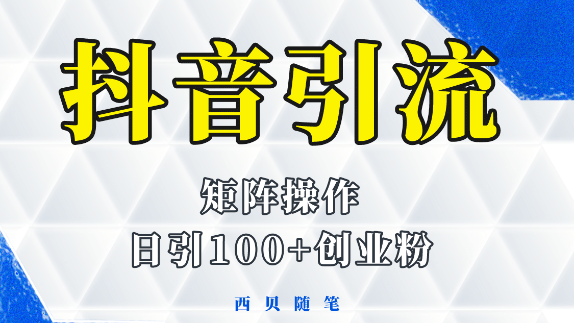 抖音引流术，矩阵操作，一天能引100多创业粉_金轩项目库