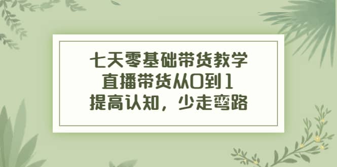 七天零基础带货教学，直播带货从0到1，提高认知，少走弯路_金轩项目库