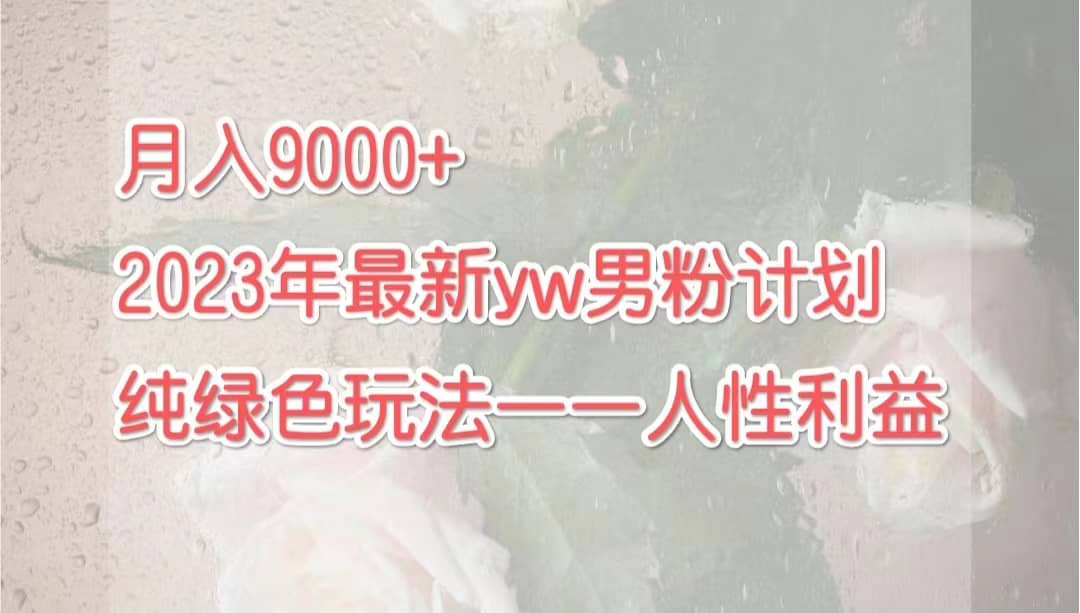 月入9000+2023年9月最新yw男粉计划绿色玩法——人性之利益_金轩项目库