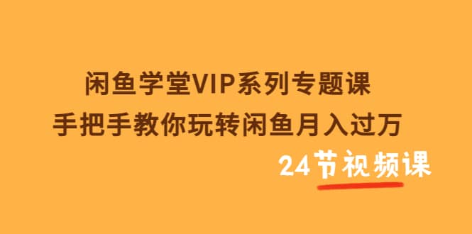 闲鱼学堂VIP系列专题课：手把手教你玩转闲鱼月入过万（共24节视频课）_金轩项目库