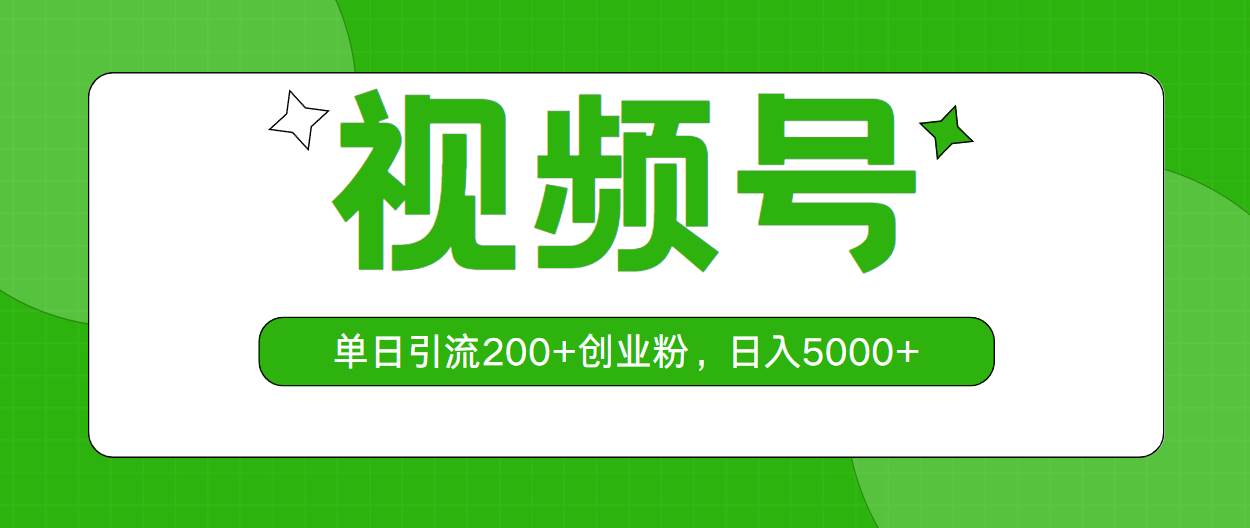 视频号，单日引流200+创业粉，日入5000+_金轩项目库