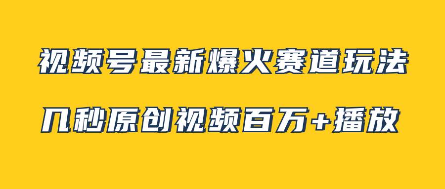 视频号最新爆火赛道玩法，几秒视频可达百万播放，小白即可操作（附素材）_金轩项目库