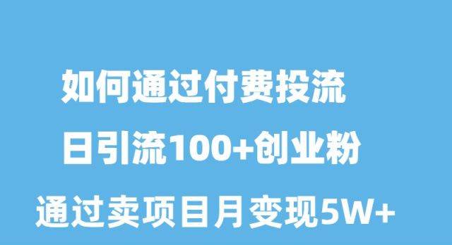 如何通过付费投流日引流100+创业粉月变现5W+_金轩项目库