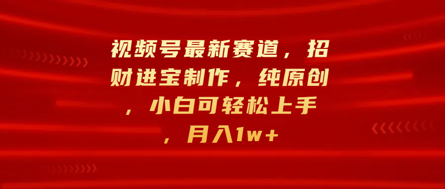 视频号最新赛道，招财进宝制作，纯原创，小白可轻松上手，月入1w+_金轩项目库