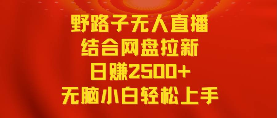 无人直播野路子结合网盘拉新，日赚2500+多平台变现，小白无脑轻松上手操作_金轩项目库