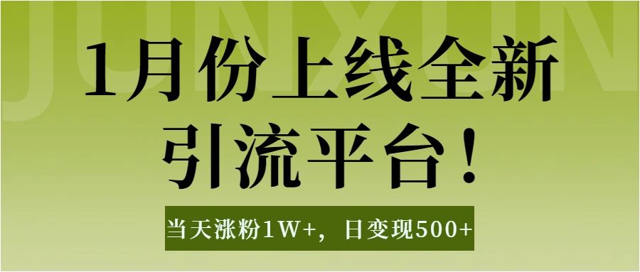 1月上线全新引流平台，当天涨粉1W+，日变现500+工具无脑涨粉，解放双手操作简单_金轩项目库