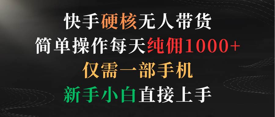 快手硬核无人带货，简单操作每天纯佣1000+,仅需一部手机，新手小白直接上手_金轩项目库