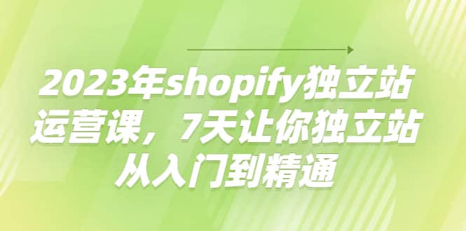 2023年shopify独立站运营课，7天让你独立站从入门到精通_金轩项目库