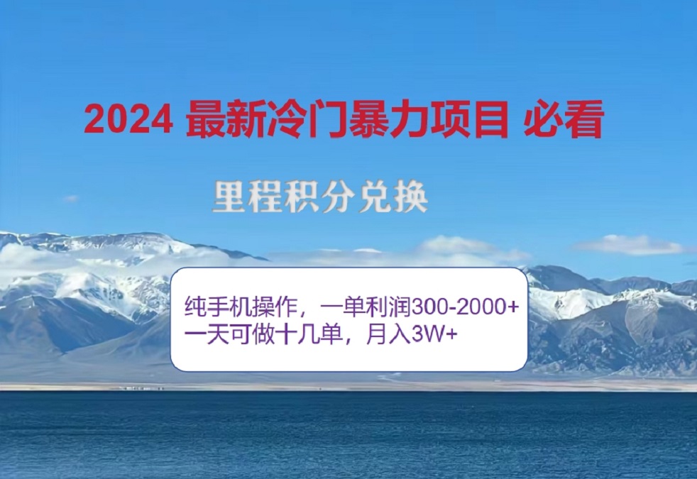 2024惊爆冷门暴利！出行高峰来袭，里程积分，高爆发期，一单300+—2000+，月入过万不是梦！_金轩项目库