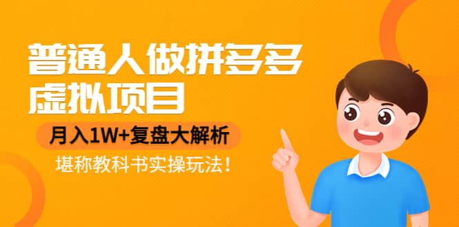 普通人做拼多多虚拟项目，复盘大解析，堪称教科书实操玩法_金轩项目库