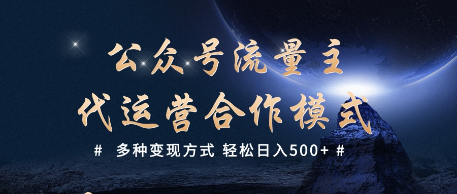 公众号流量主代运营  多种变现方式 轻松日入500+_金轩项目库
