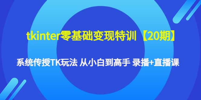 tkinter零基础变现特训【20期】系统传授TK玩法 从小白到高手 录播+直播课_金轩项目库