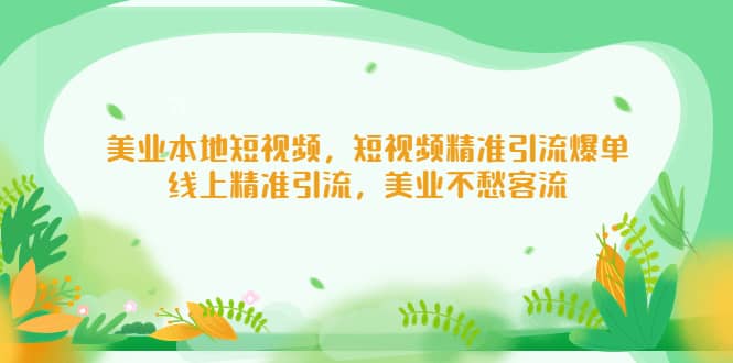 美业本地短视频，短视频精准引流爆单，线上精准引流，美业不愁客流_金轩项目库