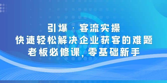 引爆·客流实操：快速轻松解决企业获客的难题，老板必修课，零基础新手_金轩项目库