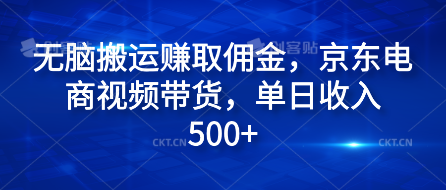 无脑搬运赚取佣金，京东电商视频带货，单日收入500+_金轩项目库