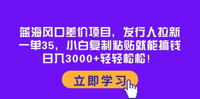 蓝海风口差价项目，发行人拉新，一单35，小白复制粘贴就能搞钱！日入3000+轻轻松松_金轩项目库