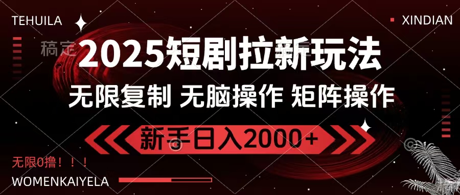 2025短剧拉新玩法，无需注册登录，无限0撸，无脑批量操作日入2000+_金轩项目库