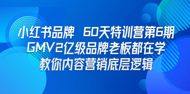 小红书品牌 60天特训营第6期 GMV2亿级品牌老板都在学 教你内容营销底层逻辑_金轩项目库