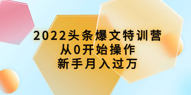 2022头条爆文特训营：从0开始操作，新手月入过万（16节课时）_金轩项目库