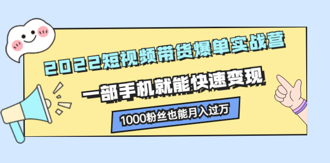 2022短视频带货爆单实战营，一部手机就能快速变现_金轩项目库