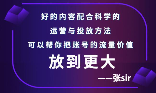 张sir账号流量增长课，告别海王流量，让你的流量更精准_金轩项目库