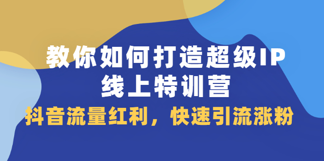 教你如何打造超级IP线上特训营，抖音流量红利新机遇_金轩项目库