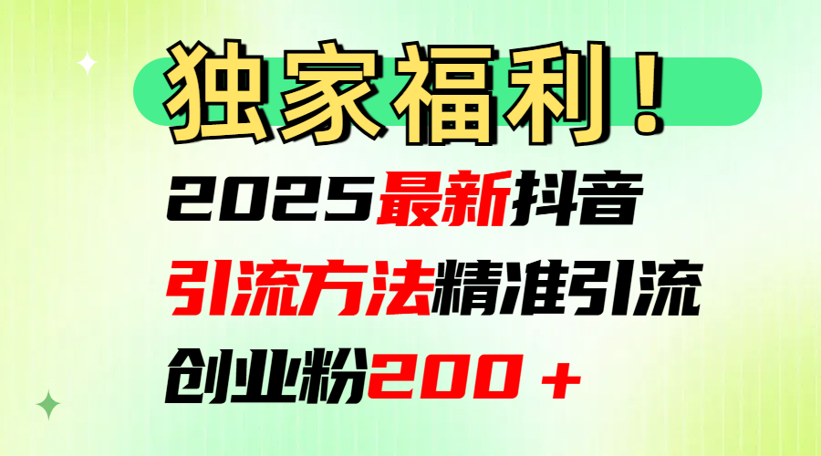 2025最新抖音引流方法每日精准引流创业粉200＋_金轩项目库