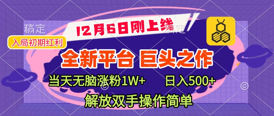 全新引流平台，巨头之作，当天无脑涨粉1W+，日入现500+，解放双手操作简单_金轩项目库