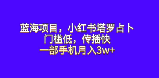蓝海项目，小红书塔罗占卜，门槛低，传播快，一部手机月入3w+_金轩项目库