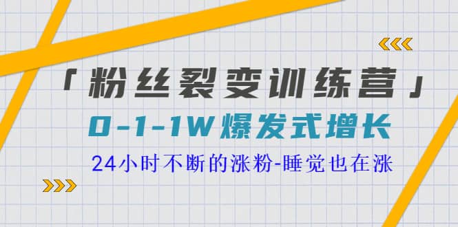 「粉丝裂变训练营」0-1-1w爆发式增长，24小时不断的涨粉-睡觉也在涨-16节课_金轩项目库