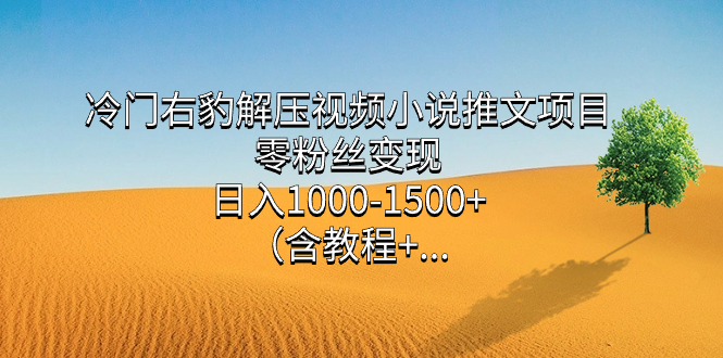 冷门右豹解压视频小说推文项目，零粉丝变现，日入1000-1500+（含教程）_金轩项目库