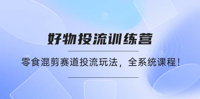 好物推广投流训练营：零食混剪赛道投流玩法，全系统课程_金轩项目库