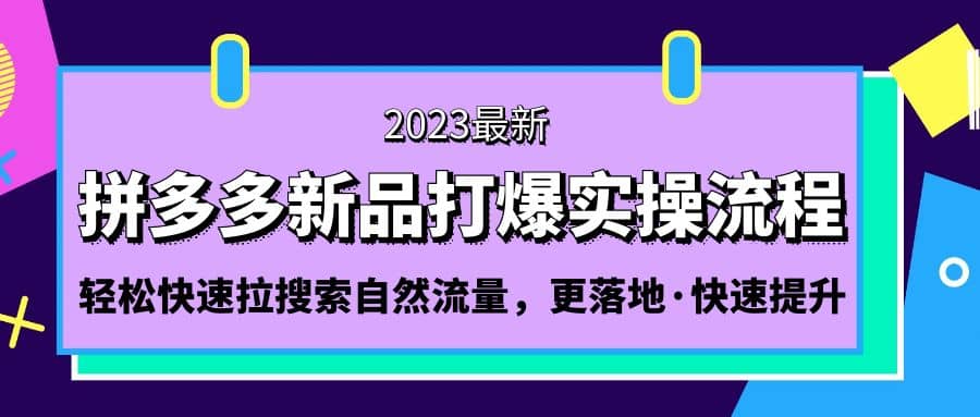 拼多多-新品打爆实操流程：轻松快速拉搜索自然流量，更落地·快速提升_金轩项目库