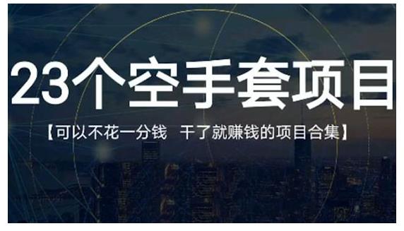 23个空手套项目大合集，0成本0投入，干了就赚钱纯空手套生意经_金轩项目库
