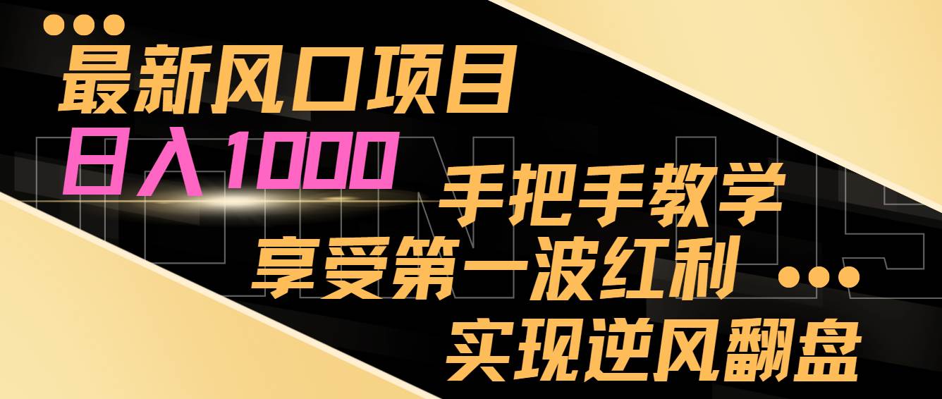 最新风口项目，日入过千，抓住当下风口，享受第一波红利，实现逆风翻盘_金轩项目库