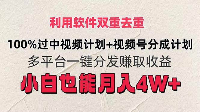 利用软件双重去重，100%过中视频+视频号分成计划小白也可以月入4W+_金轩项目库