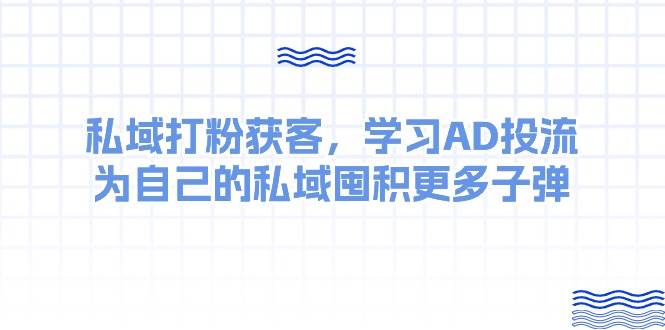 某收费课：私域打粉获客，学习AD投流，为自己的私域囤积更多子弹_金轩项目库