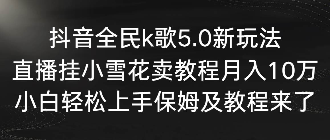 抖音全民k歌5.0新玩法，直播挂小雪花卖教程月入10万，小白轻松上手，保…_金轩项目库