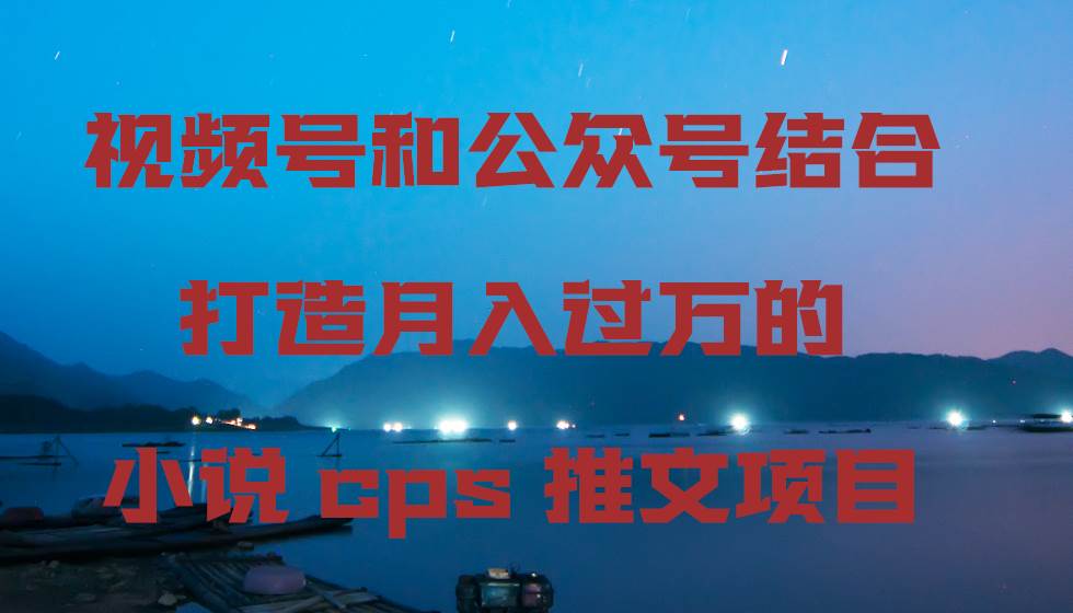 视频号和公众号结合打造月入过万的小说cps推文项目_金轩项目库